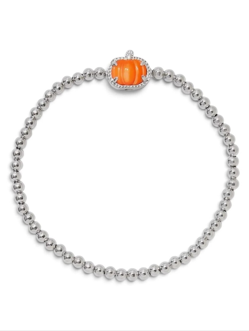 Kendra Scott Pumpkin Silver Stretch Bracelet in Orange Mother-of-Pearl